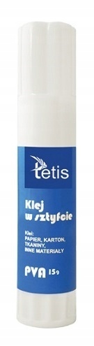 Klej w sztyfcie Tetis PVA klei papier karton tkaniny 15g