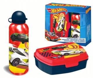 Bidon aluminiowy 500ml + śniadaniówka w pudełku HOT WHEELS