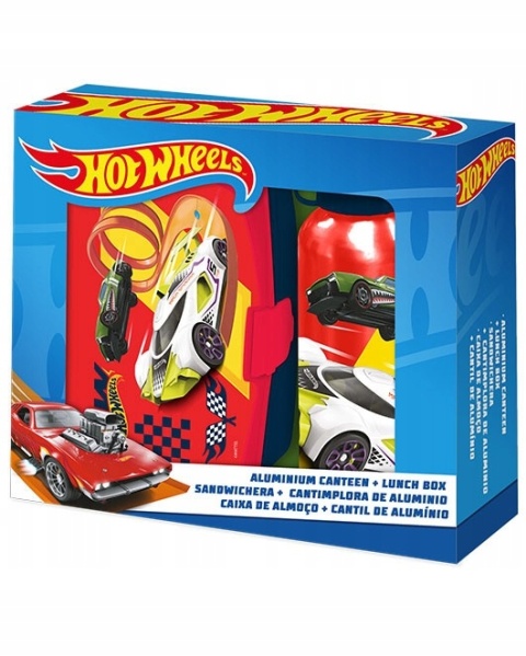 Bidon aluminiowy 500ml + śniadaniówka w pudełku HOT WHEELS