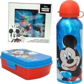 Bidon aluminiowy 500ml + śniadaniówka w pudełku Myszka Miki Mickey