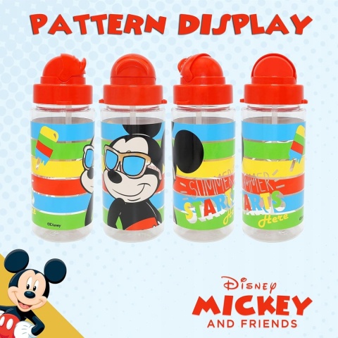 Bidon butelka na wodę ze słomką i paskiem Tritan Myszka Miki Mickey