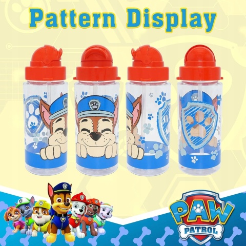 Bidon butelka na wodę ze słomką i paskiem Tritan Psi patrol Chase 500ml