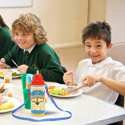 Bidon butelka na wodę ze słomką i paskiem Tritan Psi patrol Chase 500ml