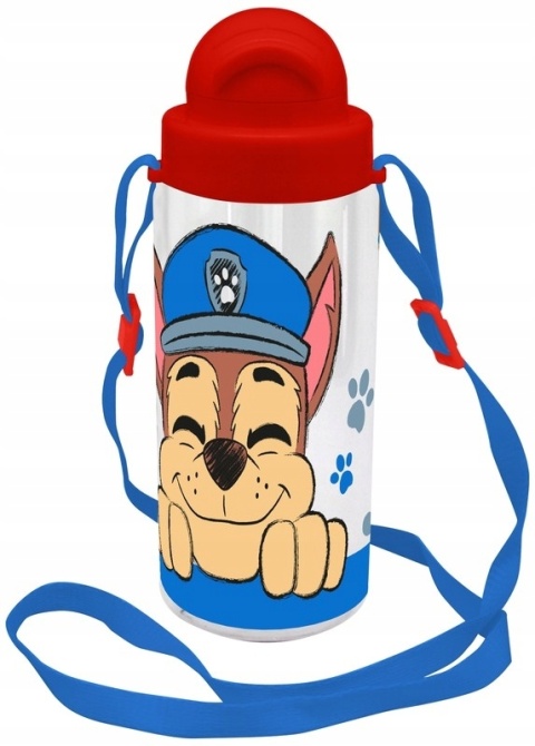 Bidon butelka na wodę ze słomką i paskiem Tritan Psi patrol Chase 500ml
