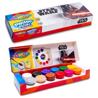 Farby plakatowe Colorino 20 ml 12 kolorów złota srebrna Star Wars