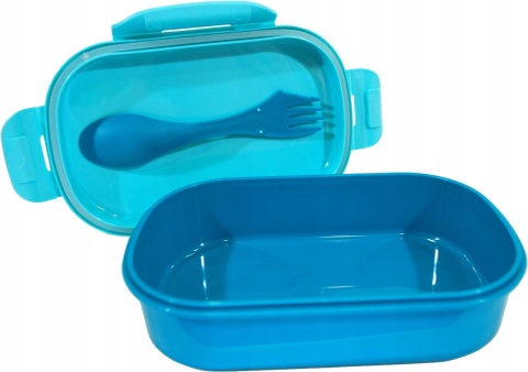 ŚNIADANIÓWKA lunchbox dwukomorowa + sztućce widelec DŻUNGLA LEW ŻÓŁW TYGRYS