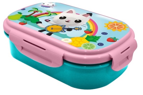 ŚNIADANIÓWKA lunchbox dwukomorowa + sztućce widelec KOCI DOMEK GABI