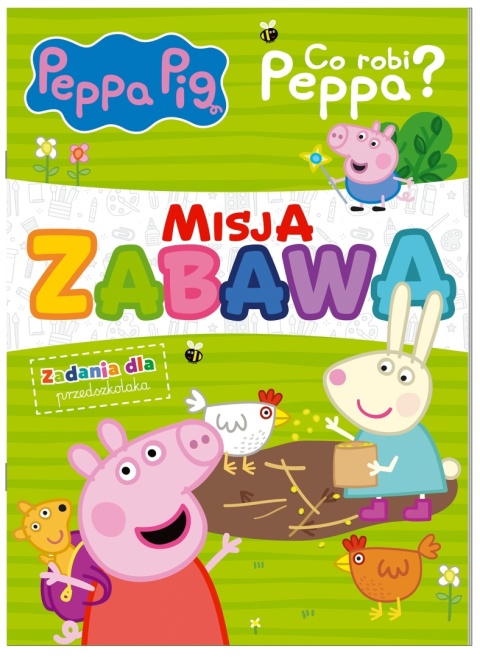 Kolorowanka zadania rebusy Misja Zabawa Co robi świnka Peppa ?