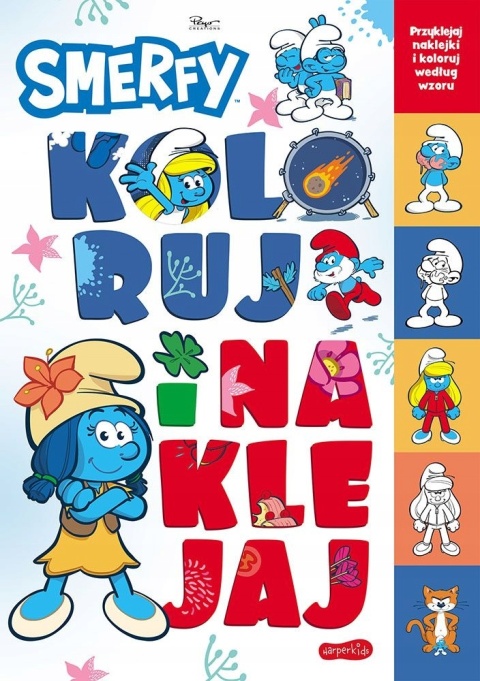 Koloruj i naklejaj SMERFY kolorowanka naklejki