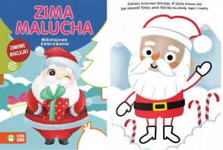 Zima malucha Mikołajkowe kolorowanie kolorowy kontur naklejki A5