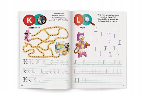 Disney Uczy Litery myszka Minnie ćwiczenia z naklejkami 5 lat