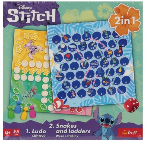 Gra 2 w 1 Chińczyk węże i drabiny LILO I STITCH Stich Trefl