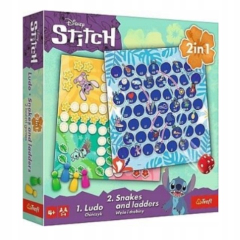Gra 2 w 1 Chińczyk węże i drabiny LILO I STITCH Stich Trefl