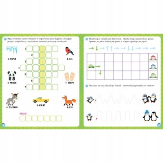 Łamigłówki z wesołą zebrą zadania rebusy labirynty krzyżówki 6+