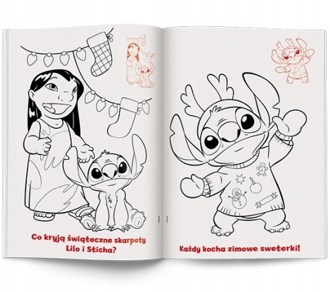 Lilo i Stitch na Święta Stich kolorowanka z naklejkami