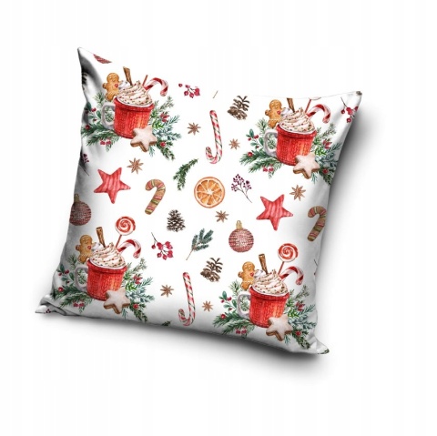Poszewka na poduszkę 40x40 jasiek świąteczna pierniki bombki szyszki