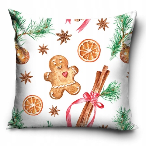 Poszewka na poduszkę 40x40 jasiek świąteczna pierniki cynamon pomarańcze