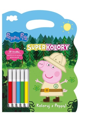 SUPERKOLORY koloruj z Peppą kolorowanka + mini flamastry świnka Peppa