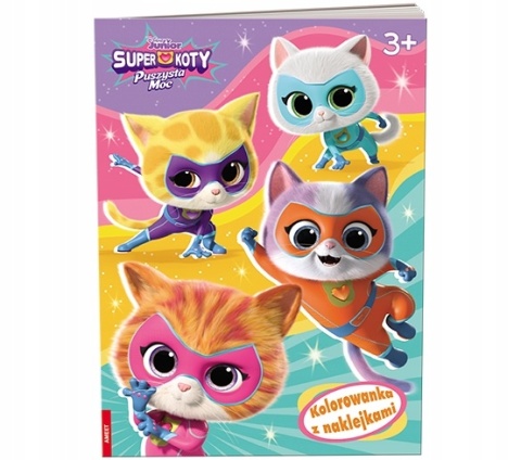 Super Koty Puszysta Moc kotki kolorowanka z naklejkami