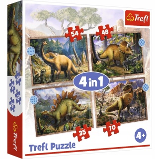 DINOZAURY 4W1 Trefl Puzzle 207 el 34383