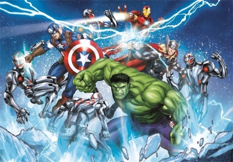 Avengers Hulk Kapitan Ameryka Thor super color Puzzle 104 EL 25744 38x27 cm