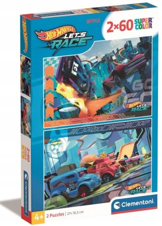 HotWheels super color Puzzle auta Clementoni 2 X 60 2x60 EL 24816