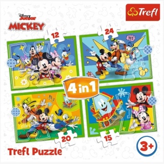 MYSZKA MICKEY I PRZYJACIELE Miki Donald 4W1 Trefl Puzzle 71 EL 34616