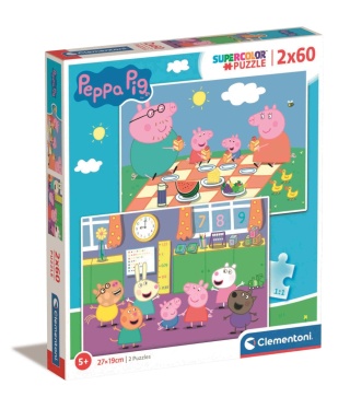 Świnka Peppa super color Puzzle Blue Clementoni 2 X 60 2x60 EL 24793
