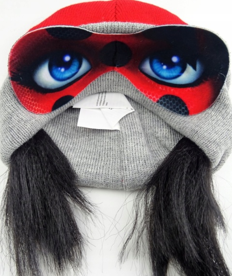 BIEDRONKA I CZARNY KOT czapka wywijana kucyki 54