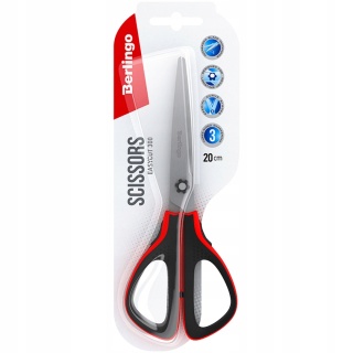 Nożyczki biurowe Berlingo Easycut300 soft grip czerwone 20 cm
