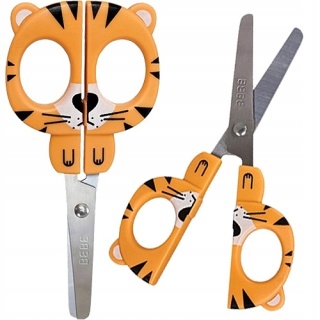 Nożyczki szkolne do przedszkola 13 cm zaokrąglona końcówka BB tygrys