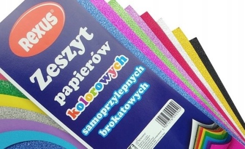 Papier kolorowy brokatowy samoprzylepny 8 arkuszy A4 Rexus