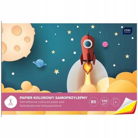 Papier kolorowy samoprzylepny 8 kolorów B5 Interdruk