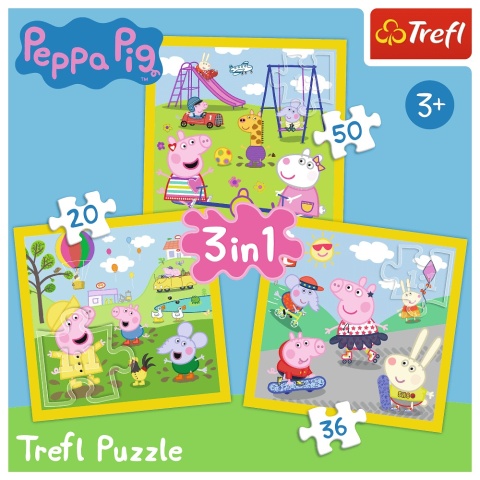 Świnka Peppa Wesoły dzień 3W1 Trefl Puzzle 106 EL 34849