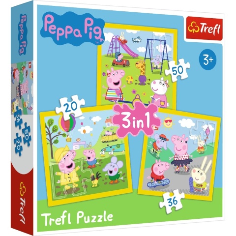 Świnka Peppa Wesoły dzień 3W1 Trefl Puzzle 106 EL 34849