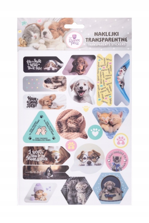 Naklejki transparentne do dekorowania laptopa telefonu pamiętnika KOT PIES