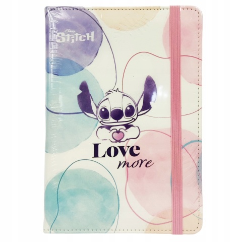 Notatnik Stich pamiętnik z gumką tłoczony wzór LOVE more A5 LILO I STITCH