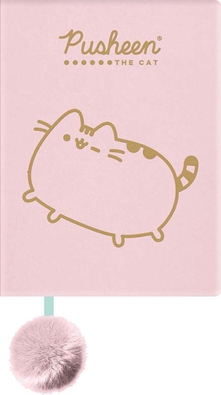 Notatnik pamiętnik pluszowy pastelowy róż kot+ długopis 6-kolorowy Pusheen