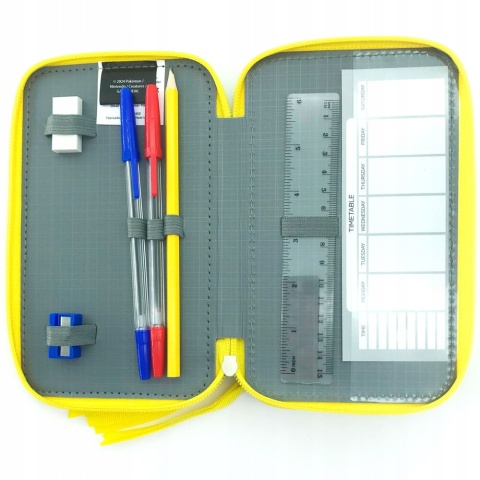 Piórnik trzykomorowy z wyposażeniem BINGO I BLUEY liście