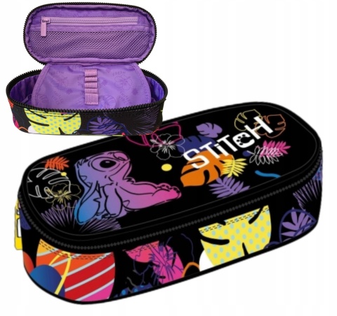 Lilo i Stitch Piórnik saszetka z przegródkami i klapką campus Stich czarny