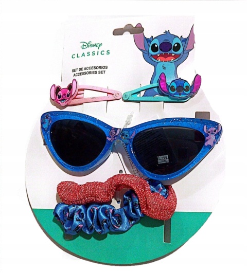 Lilo i Stitch okulary przeciwsłoneczne spinki gumki Stich frotki
