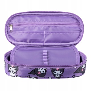 Piórnik saszetka z przegródkami i klapką Kuromi violet