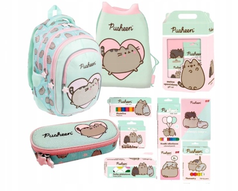 Plecak szkolny + worek + piórnik +wyprawka zestaw upominkowy kot Pusheen