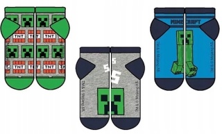 Skarpety skarpetki MINECRAFT CREEPER STOPKI chłopięce 3-pak 31/34