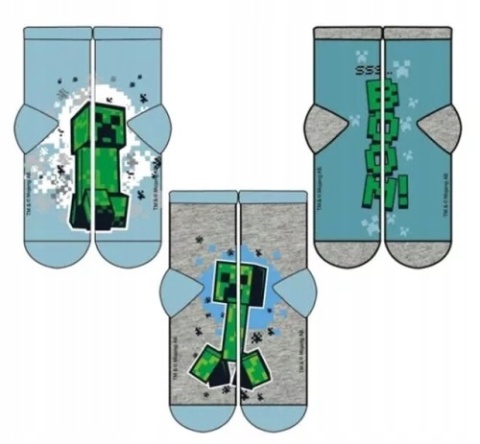 Skarpety skarpetki MINECRAFT CREEPER skarpetki chłopięce 3-pak 27/30
