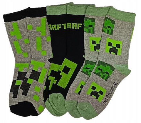 Skarpety skarpetki MINECRAFT CREEPER skarpetki chłopięce 3-pak 35/38