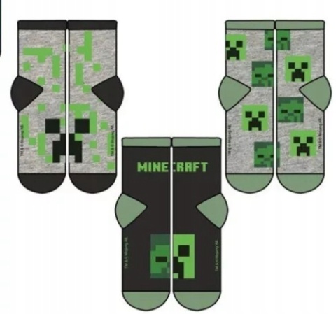 Skarpety skarpetki MINECRAFT CREEPER skarpetki chłopięce 3-pak 35/38
