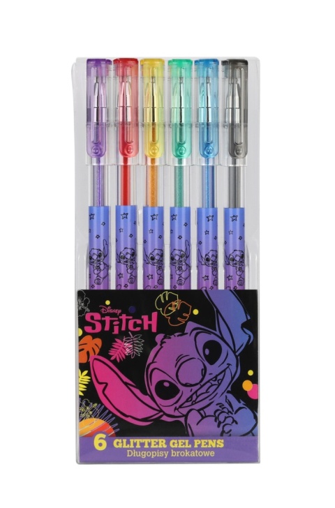 Długopisy żelowe brokatowe Lilo i Stitch Stich 6 sztuk Długopisy żelowe brokatowe Lilo i Stitch Stich 6 sztuk
