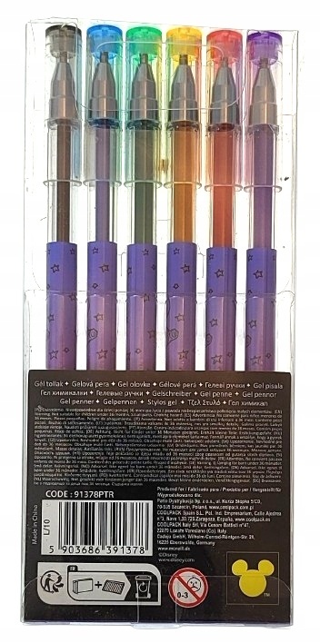 Długopisy żelowe brokatowe Lilo i Stitch Stich 6 sztuk Długopisy żelowe brokatowe Lilo i Stitch Stich 6 sztuk