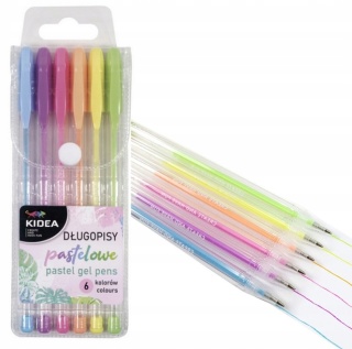 Długopisy żelowe pastelowe KIDEA 6 szt